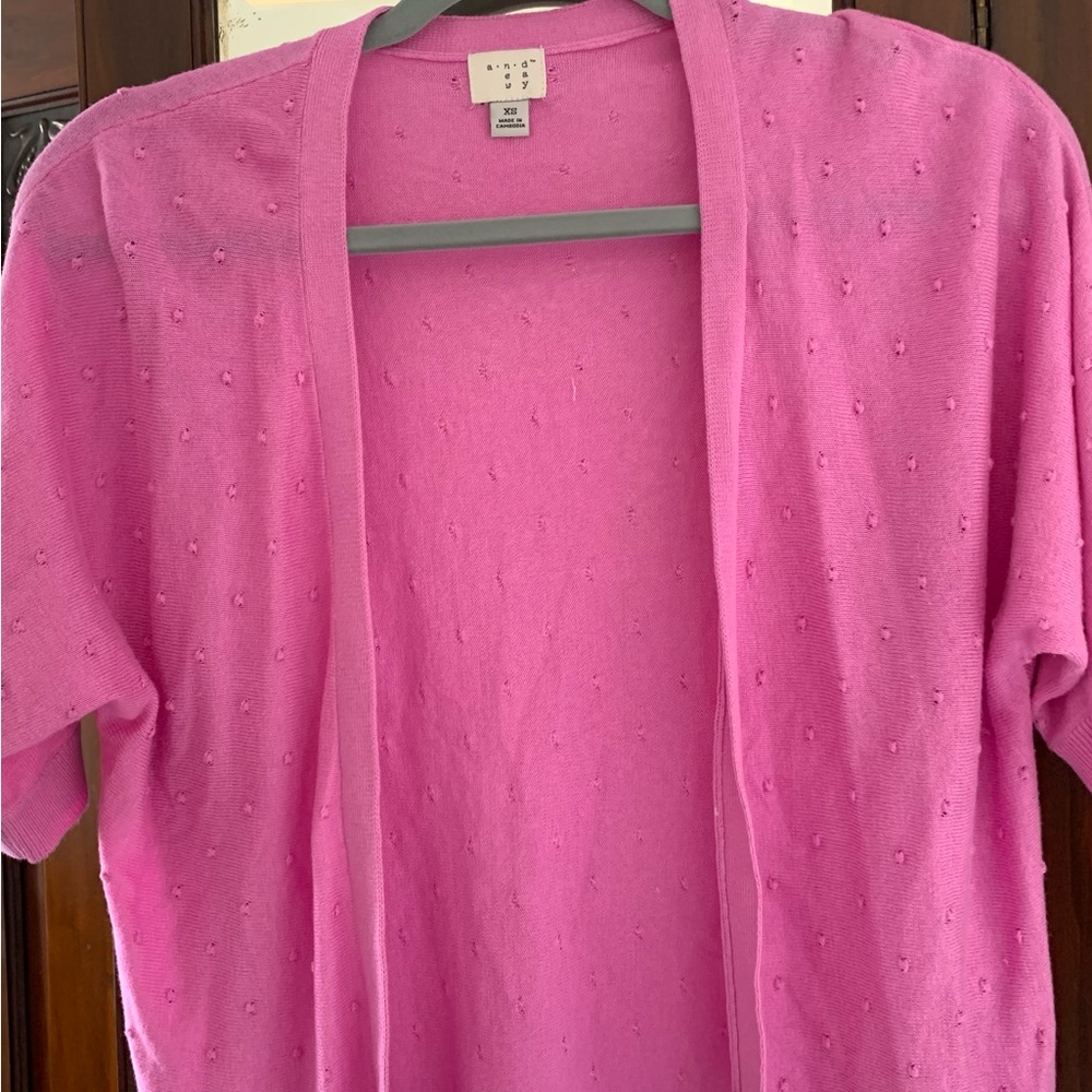 A New Day Pink short sleeve open cardigan sweater